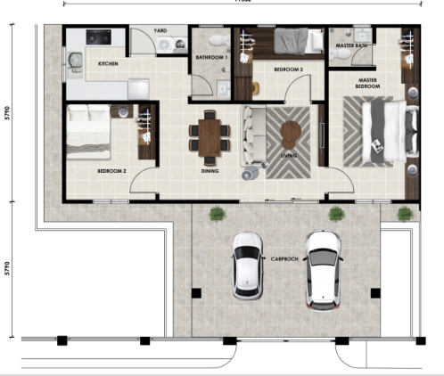 Render Type A Rumah Teres Setingkat